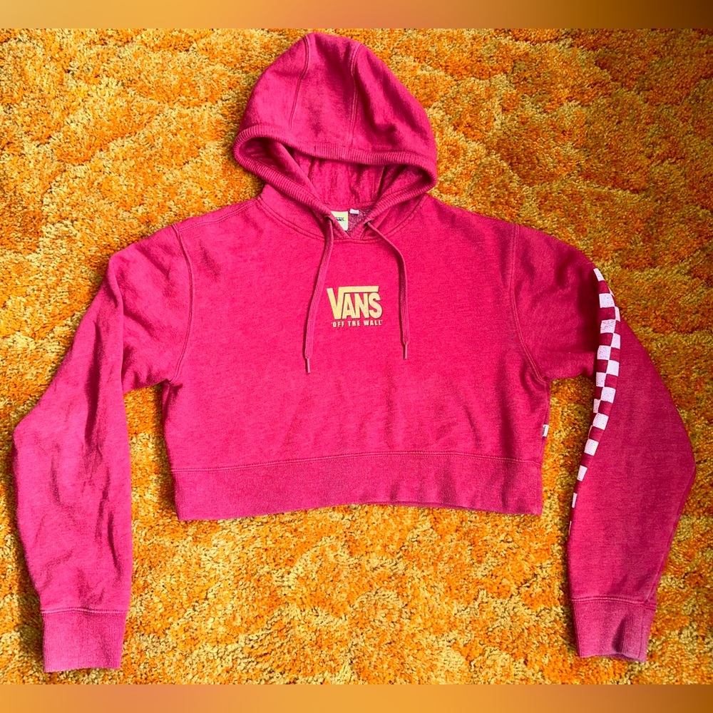Women’s size medium Vans off the wall cropped hoodie, heathered red color
